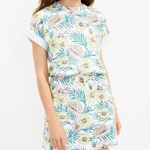 Loft Lou & Grey Tropical Pattern Cozy Cotton Terry Pocket Dress, Size XL
